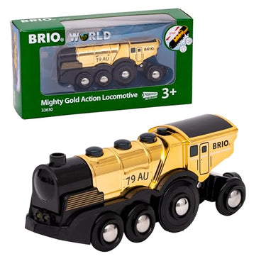 BRIO World 33630 - Goldene Batterielok mit Licht und Sound - Mit Auskoppel-Funktion zur Nutzung als Schiebelok - Empfohlen ab 3 Jahren im Sale